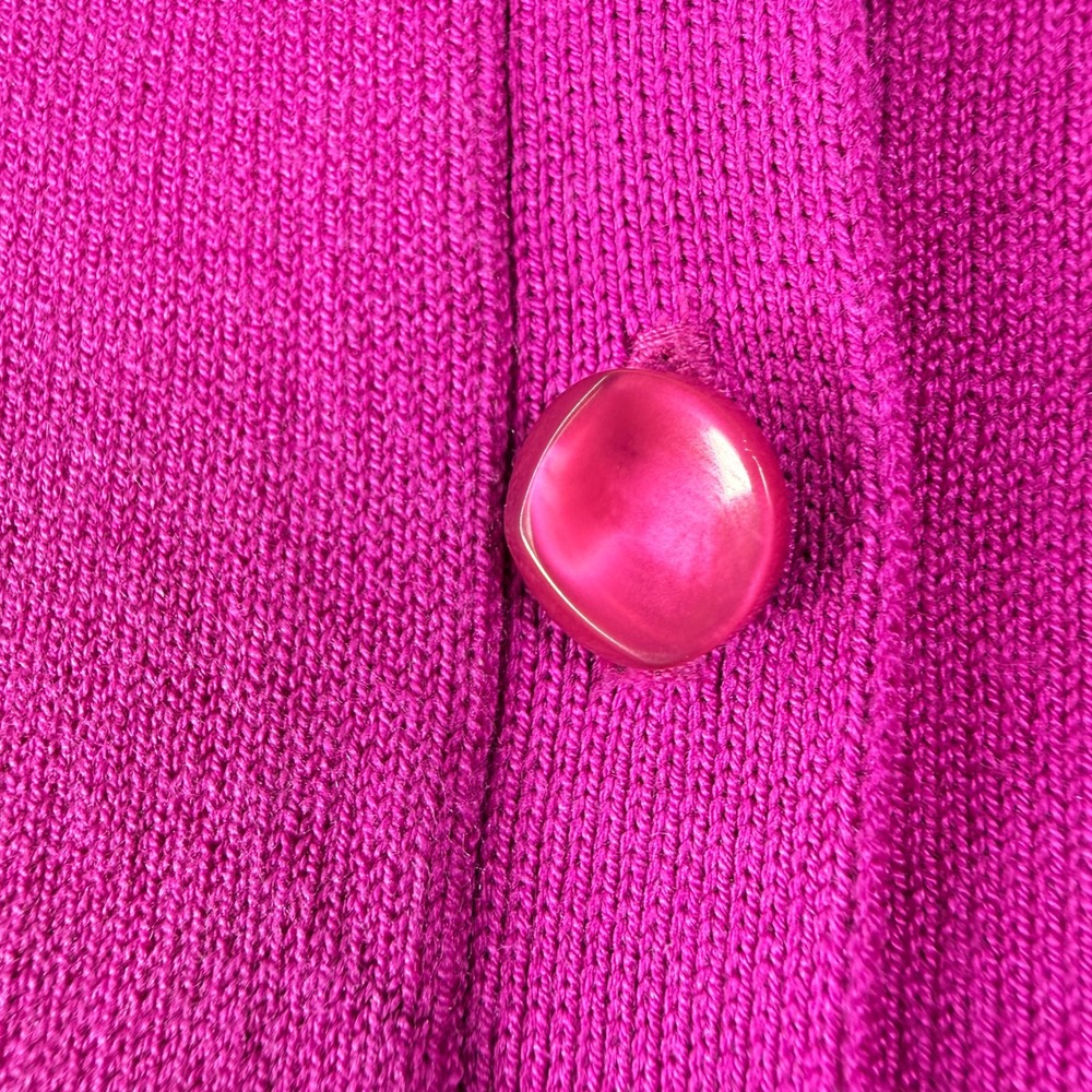 August Silk Womens Fuchsia Pink Crew Neck Long Sleeve Button Front Cardigan L - Picture 7 of 11
